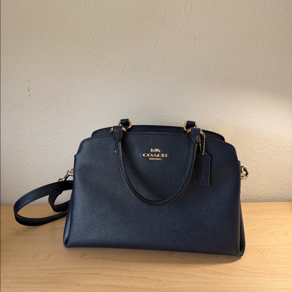 Coach Lillie Carryall Navy Leather NVY Handbag